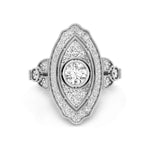 Marquise Motif Round Cut Moissanite Art Deco Wedding Anniversary Gift Ring