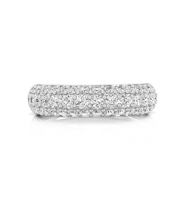 Round Moissanite Pave Set Women's Half Eternity Engagement Band