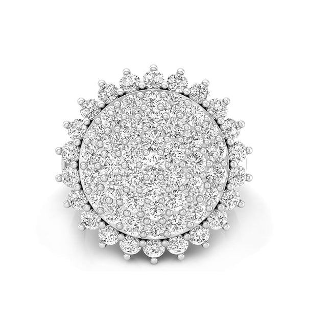 Stunning Round Cut Moissanite Micro Pave Set Cluster Dome Style Cocktail Wedding Ring