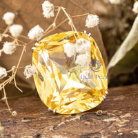 Yellow Cushion Cut CZ Three Stone Cocktail Ring For Wedding