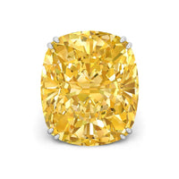 Yellow Solitaire CZ Engagement Ring with Cushion Cut CZ Stone and Claw Setting