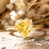 3-Prong Set Yellow Heart Cut CZ Stone Solitaire Engagement Wedding Ring