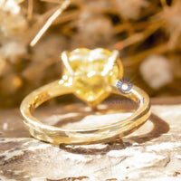 3-Prong Set Yellow Heart Cut CZ Stone Solitaire Engagement Wedding Ring