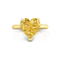 3-Prong Set Yellow Heart Cut CZ Stone Solitaire Engagement Wedding Ring