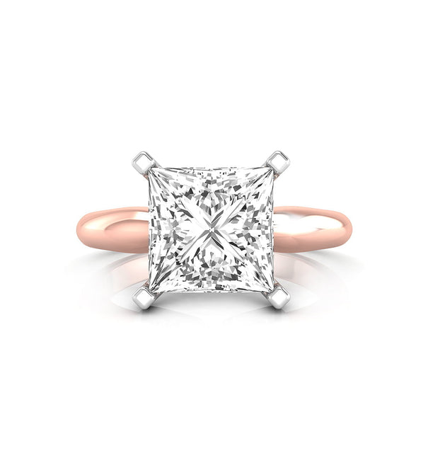 Two Tone Princess Cut Moissanite Ring for womens