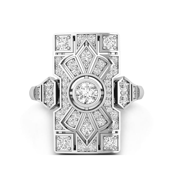 Openwork Bezel Set Antique Round Cut Moissanite Art Deco Dinner Vintage Engagement Ring ( 6/7 TCW)