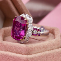 Pink Cushion Cut CZ Stone Halo Cocktail Ring For Party Wear Or Wedding