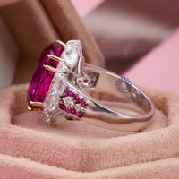 Pink Cushion Cut CZ Stone Halo Cocktail Ring For Party Wear Or Wedding