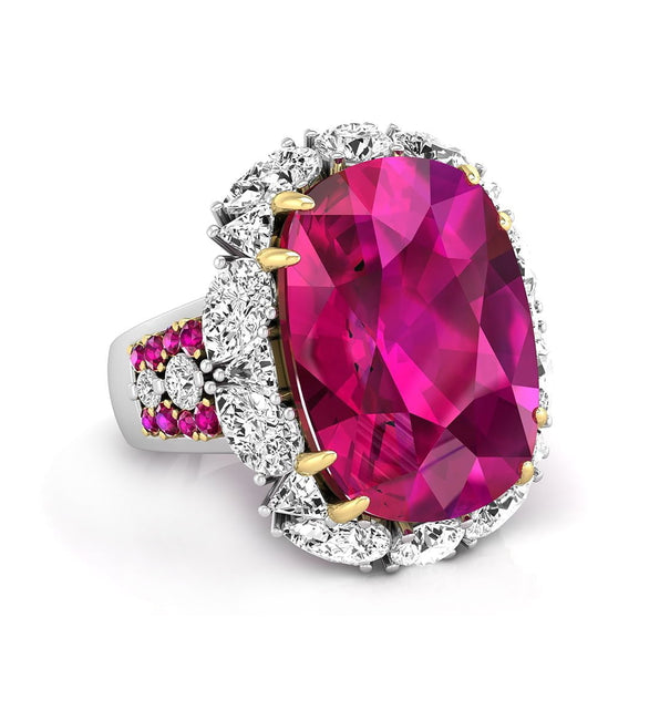 Pink Cushion Cut CZ Stone Halo Cocktail Ring For Party Wear Or Wedding