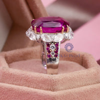 Pink Cushion Cut CZ Stone Halo Cocktail Ring For Party Wear Or Wedding