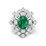 Green Cushion Or White Round Cut CZ Stone Cocktail Sunburst Inspire Engagement Ring