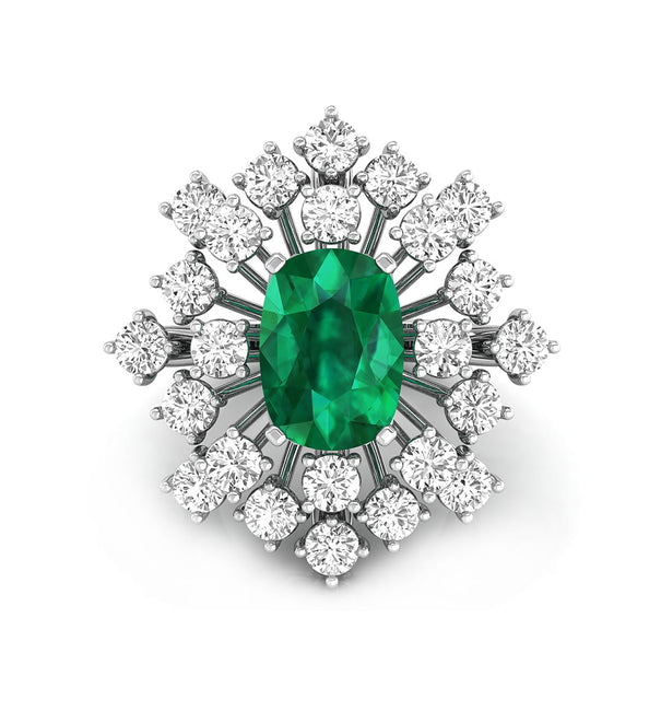 Green Cushion Or White Round Cut CZ Stone Cocktail Sunburst Inspire Engagement Ring