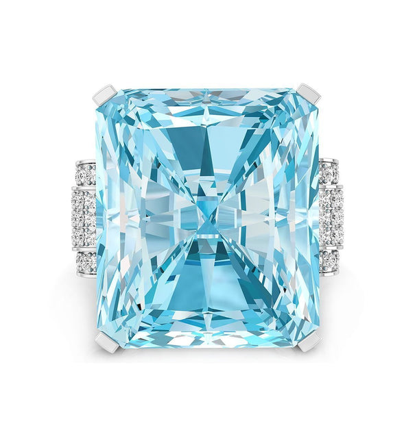 Emerald Cut Aqua CZ Stone Cocktail Wedding Engagement Ring For Ladies