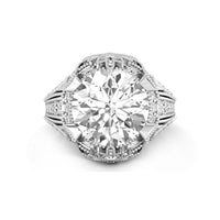 Old European Cut Moissanite Milgrain Art Deco Edwardian Wedding Engagement Ring