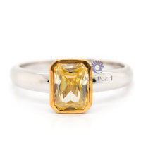 Radiant Cut Yellow CZ Stone Classic Engagement Ring