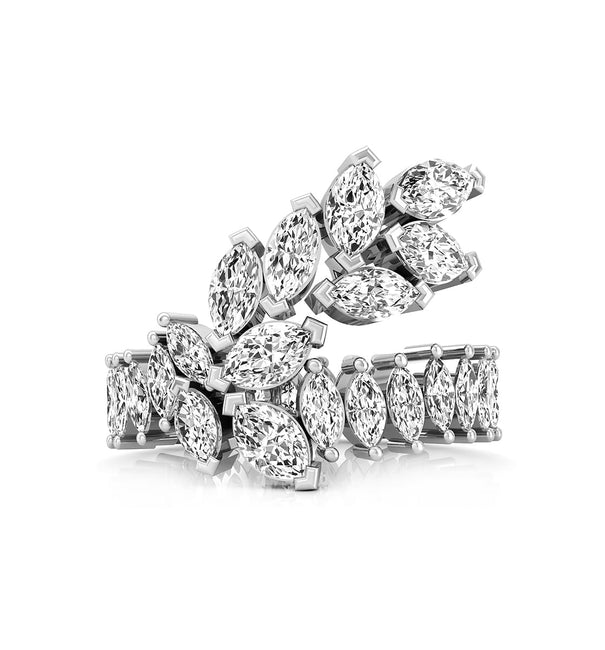 Marquise Cut CZ Stone Bypass Shank Full Eternity Engagement band for ladies