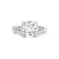 Round Cut Moissanite Euro Shank Channel Setting Solitaire With Accent Wedding Ring
