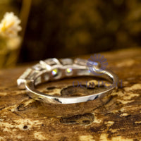 Five Stone Wedding Ring Round & Baguette CZ