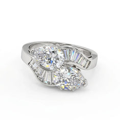 Channel Set Bypass Shank Ring With Pear Stone