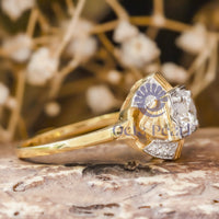 Antique Nouveau Engagement Ring Round Moissanite