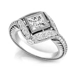 Princess-Cut Engagement Ring With Engrave Shank