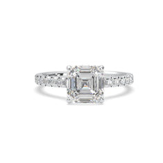 Asscher Cut Hidden Halo Wedding Ring