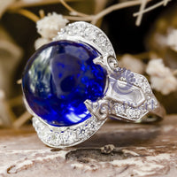 Blue Cabochon Edwardian Cocktail Ring