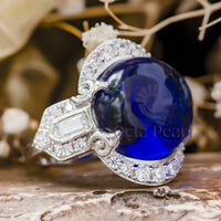 Blue Cabochon Edwardian Cocktail Ring