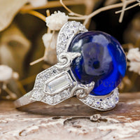 Blue Cabochon Edwardian Cocktail Ring