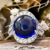 Blue Cabochon Edwardian Cocktail Ring For Women