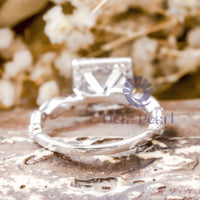 Princess Cut Moissanite Halo Art Deco Wedding Ring