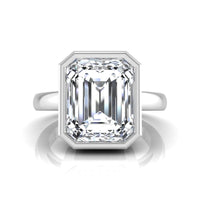 Radiant Moissanite Bezel Set Solitaire Wedding Ring