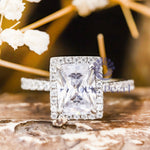 Radiant Cut Moissanite Engagement Ring With Halo