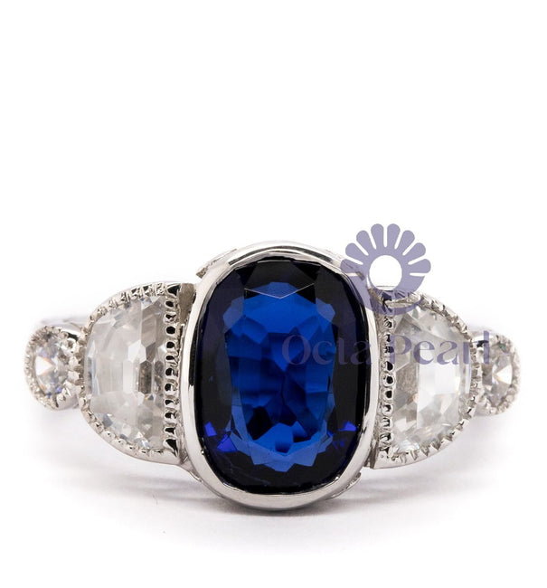 Five Stone Art Deco Ring With Oval CZ Stone