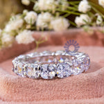 Eternity Wedding Band With Cushion Cut CZ Stone