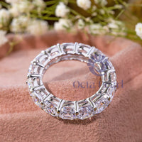 Eternity Wedding Band With Cushion Cut CZ Stone