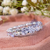 Eternity Wedding Band With Cushion Cut CZ Stone