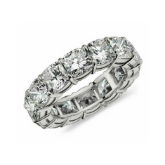 Eternity Wedding Band With Cushion Cut CZ Stone