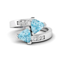 Toi Et Moi Bypass Shank Trillion Cut CZ Stone Ring
