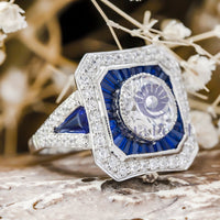 Blue Sapphire Vintage-Style Wedding Ring