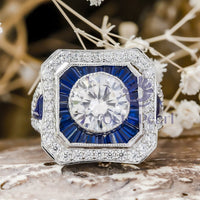 Blue Sapphire Vintage-Style Wedding Ring For Women