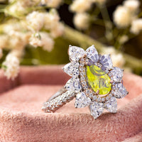 925 Silver Yellow CZ Cocktail Ring For Women