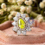 925 Silver Yellow CZ Cocktail Ring For Women