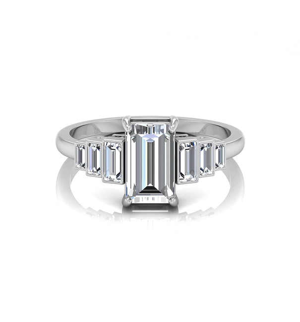 5-Stone Wedding Ring in Emerald-Cut CZ