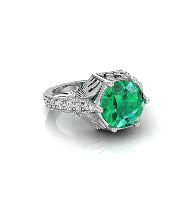 Green CZ Edwardian Birth-Stone Ring