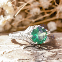 Green CZ Edwardian Birth-Stone Ring