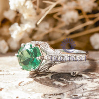 Green CZ Edwardian Birth-Stone Ring