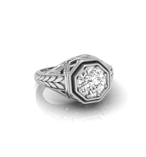 Art Deco-Inspired Solitaire Ring With Milgrain