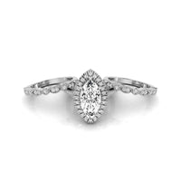 Marquise Shape Halo 3-Piece Bridal Ring Set