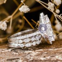 Marquise Shape Halo 3-Piece Bridal Ring Set